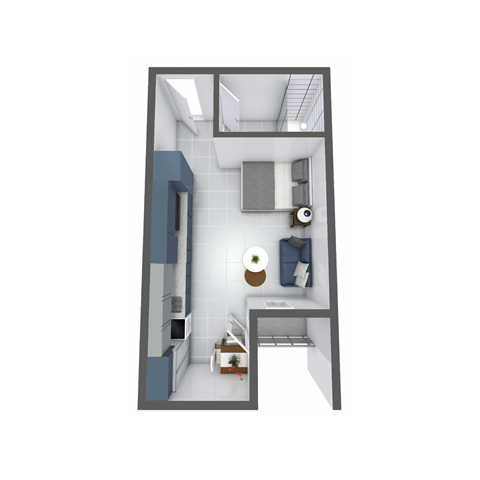 Floor plan for studio, 1 bath, 330 sqft